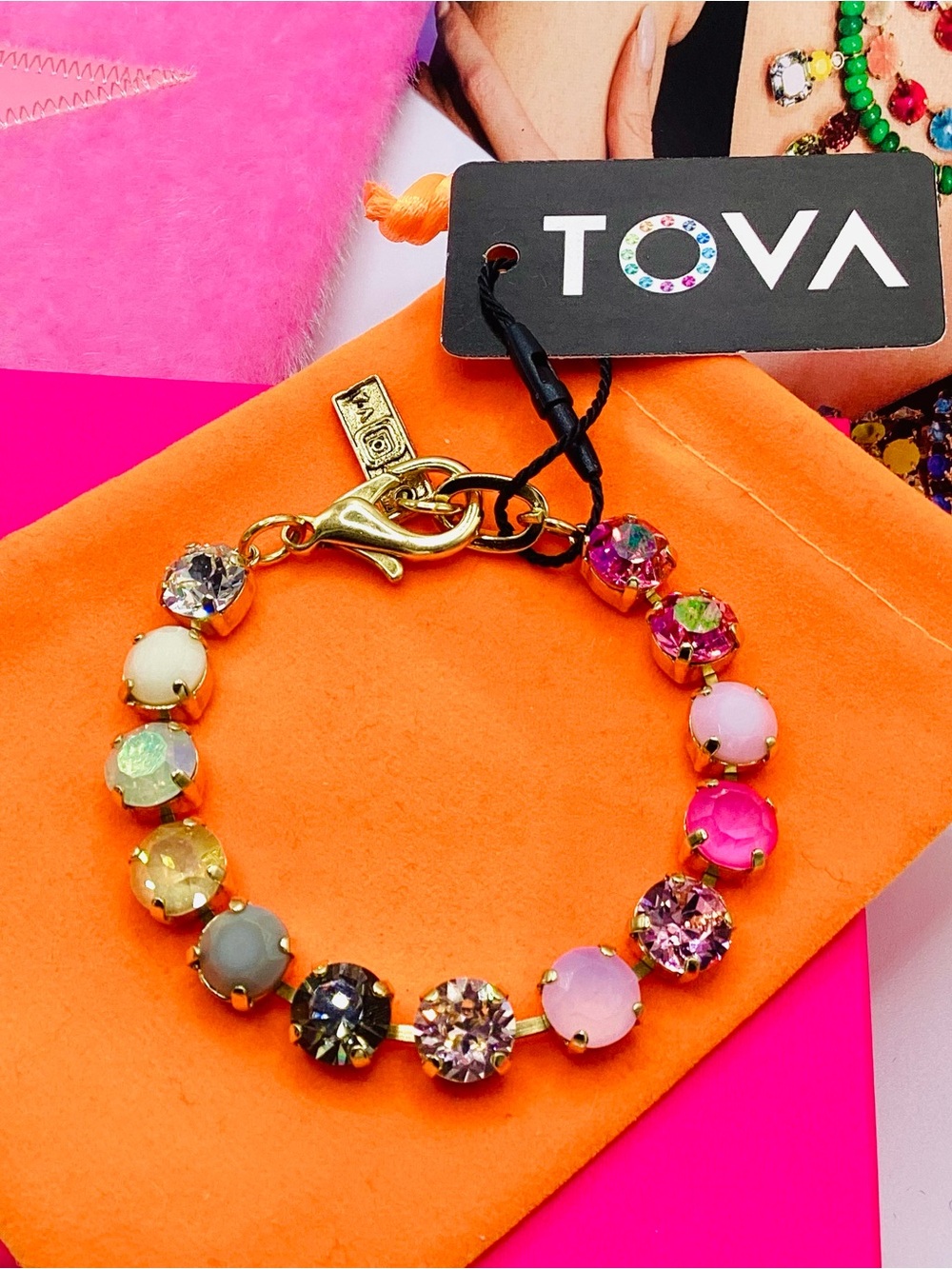Multicolor Crystal Bracelet in Gold